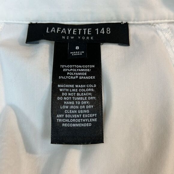 Lafayette 148 White Stretch Fit and Flare Shirt Blouse 8 - Picture 10 of 10